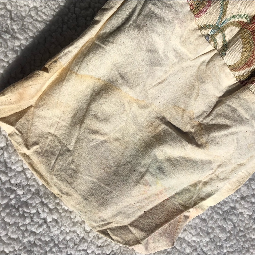 Vintage Floral Tapestry Wood Dowel Carpet Knitting Bag - Picture 8 of 8